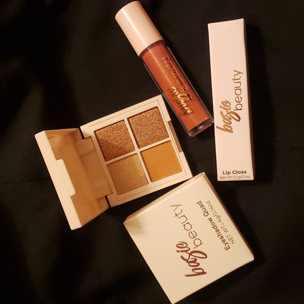 Basic Beauty Brand "Hot Cocoa Bomb" eyeshadow quad & "Literally" Lip Gloss